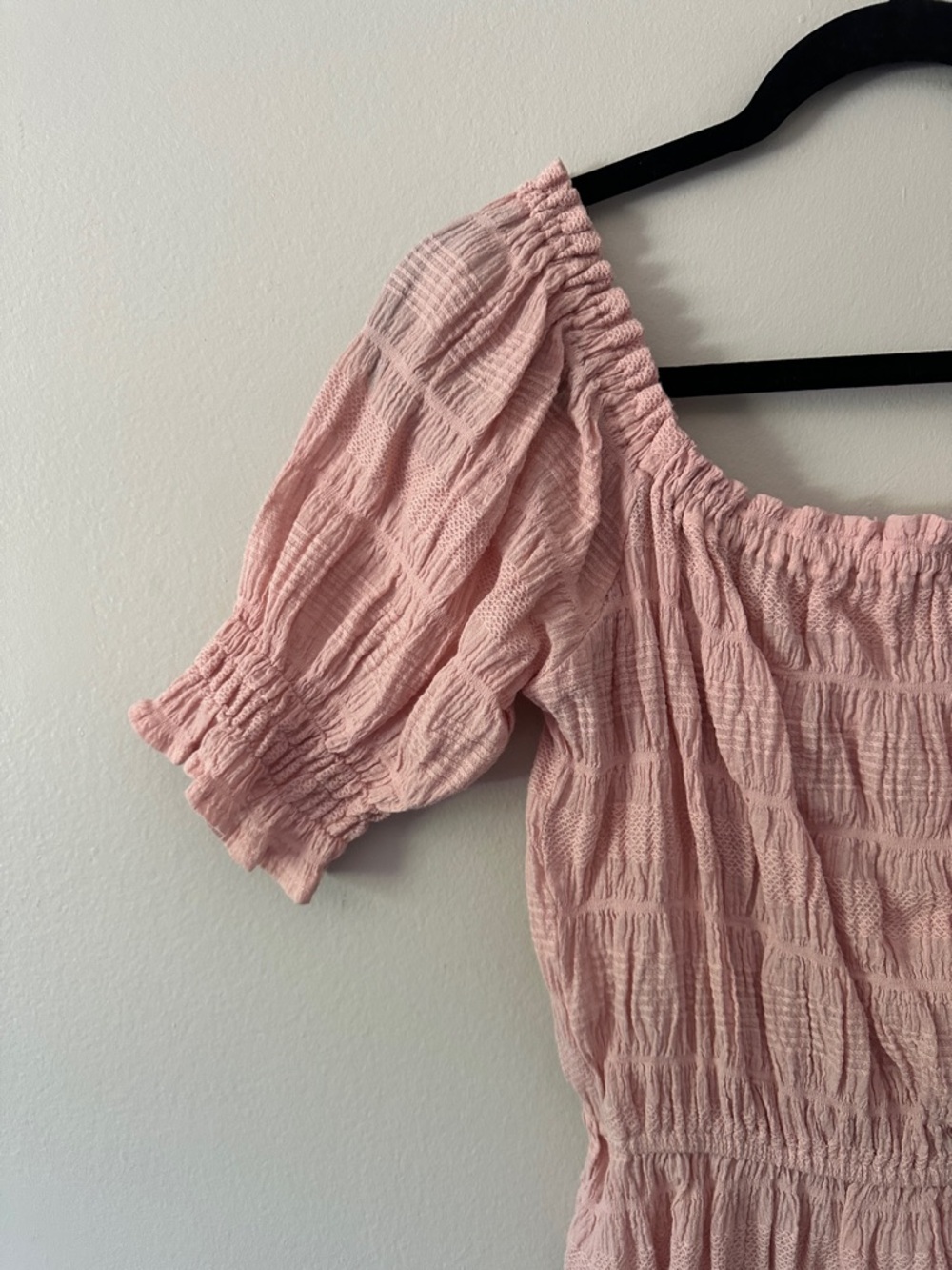 Gilli Dusty Pink Smocked Peplum Blouse - Picture 3 of 7